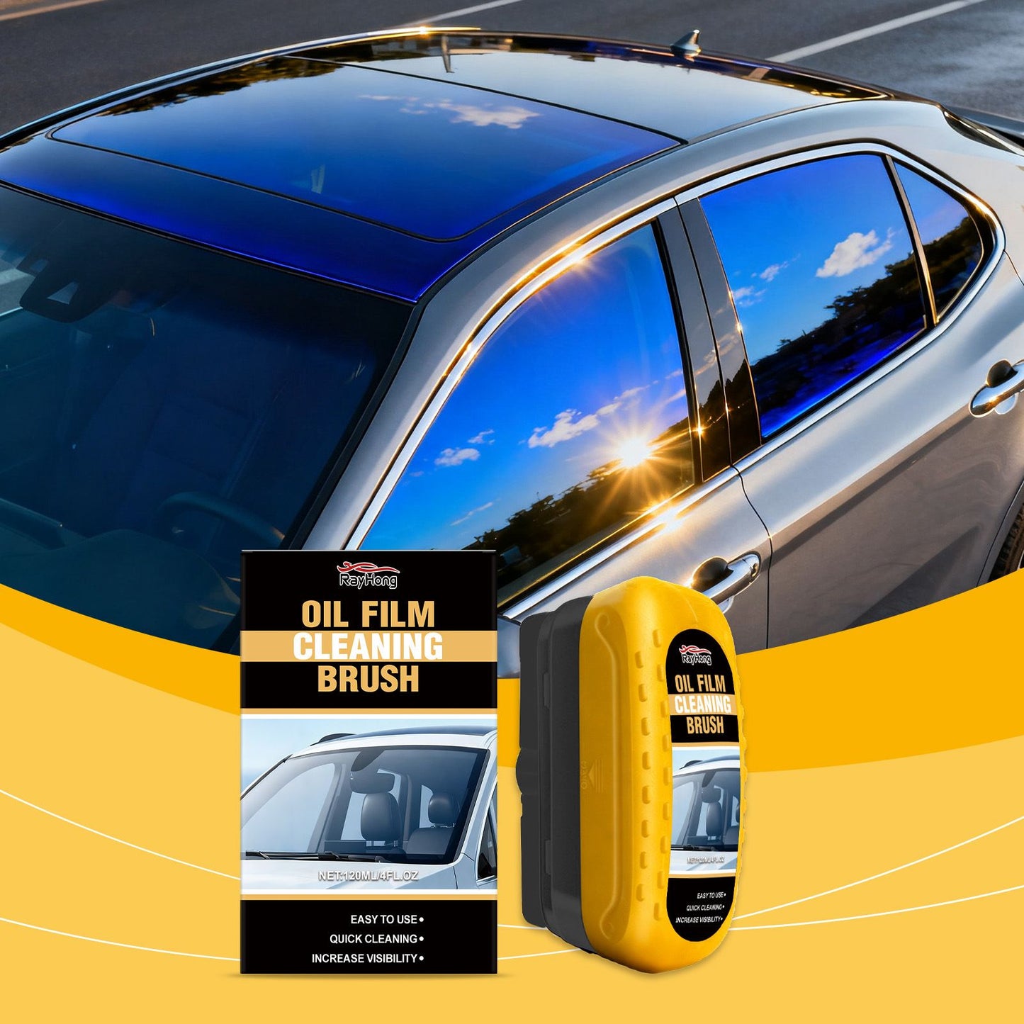 120ML Car Windshield Glass Oil Film Remover Cleansing Brush