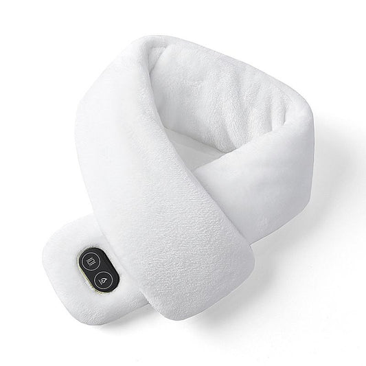 White Plush USB Heated Massage Neck Scarf