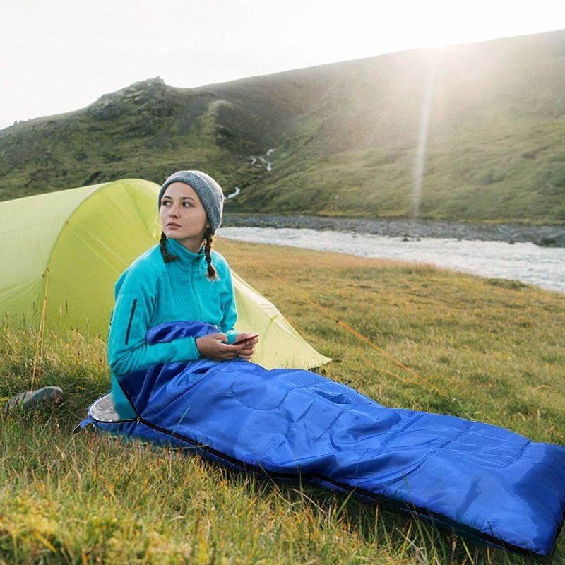 2-in-1 Winter Camping Sleeping Bag & Blanket Set - Navy/Black