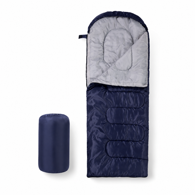 Navy Blue 4-Season Camping Sleeping Bag - 210 x 75cm