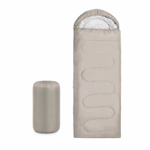 Beige 4-Season Camping Sleeping Bag - 210 x 75cm