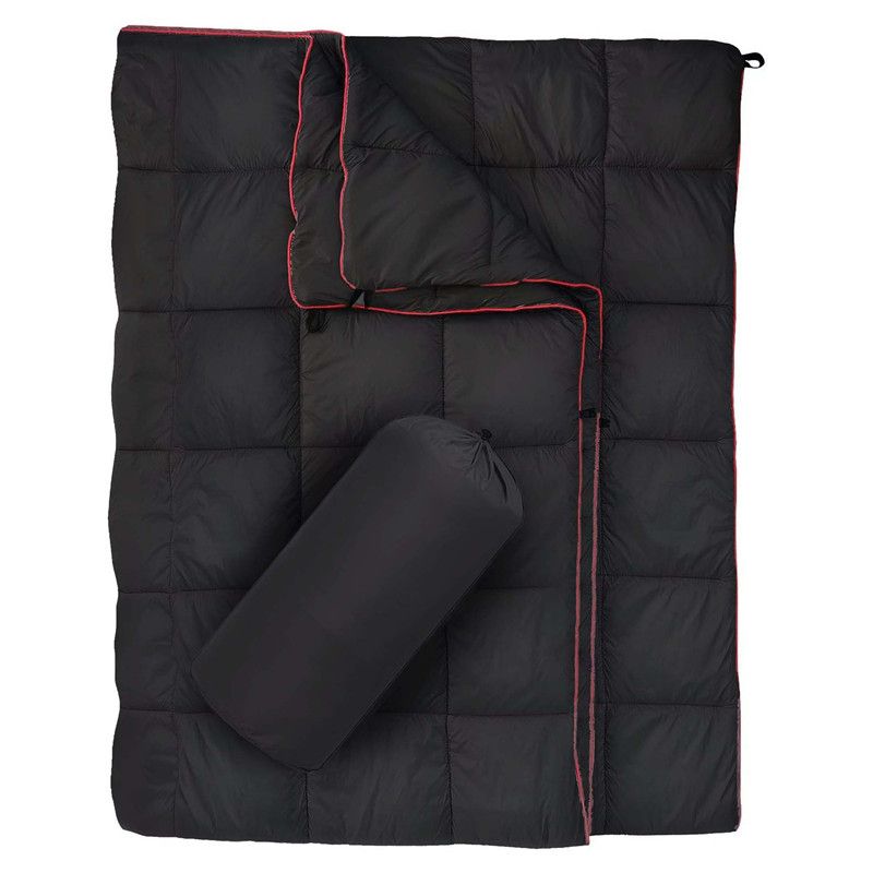 Black Wearable Camping Blanket with Storage Bag - 200 x 140cm