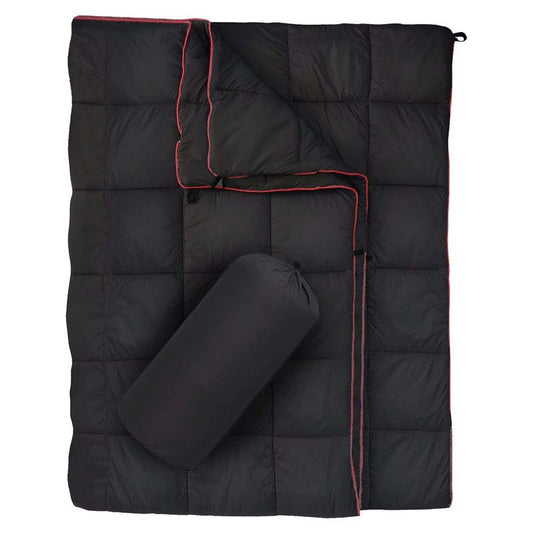 Black Wearable Camping Blanket with Storage Bag - 200 x 140cm