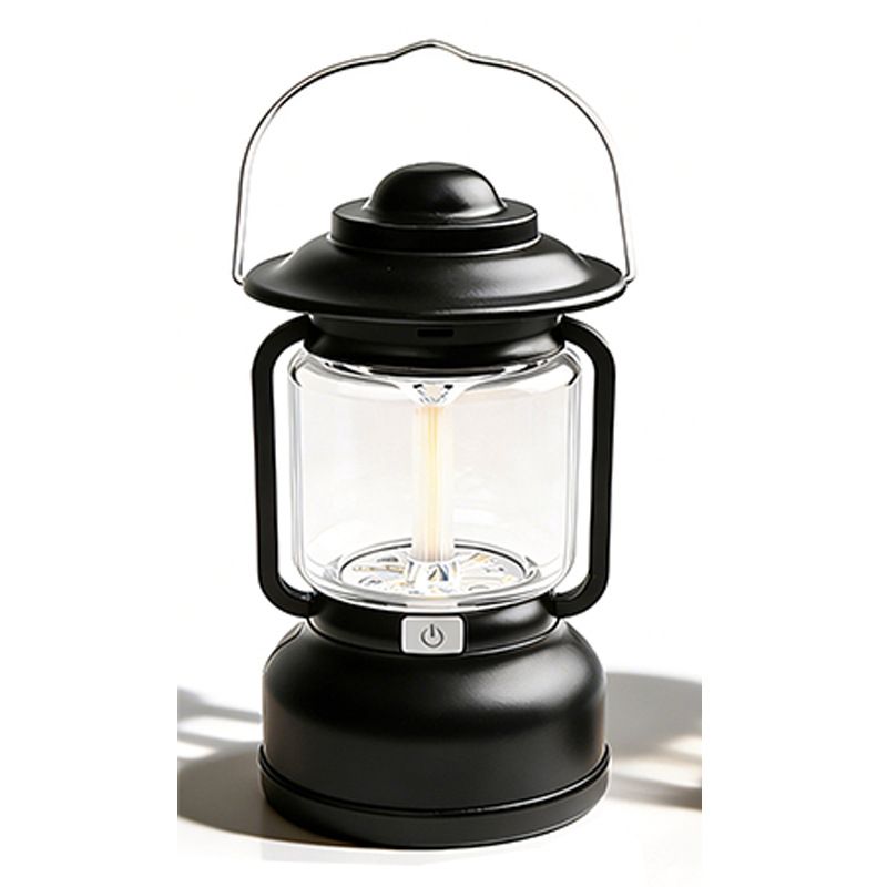 Black Vintage USB-C Rechargeable LED Camping Lantern