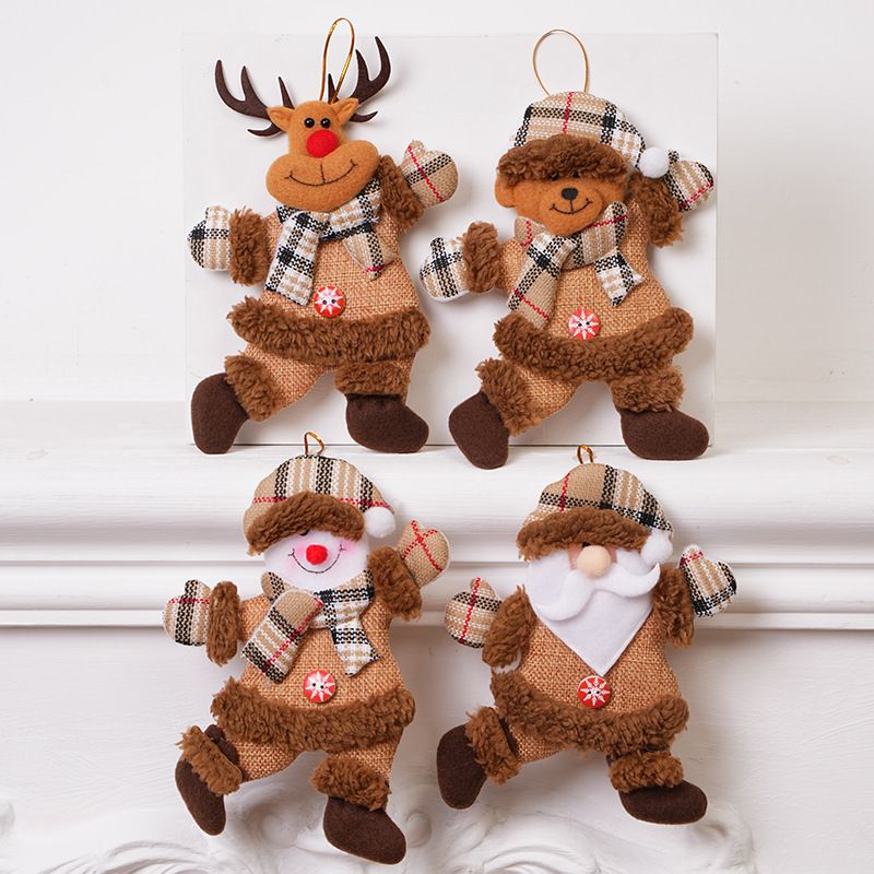 Khaki 4-Piece Christmas Plush Ornament Set