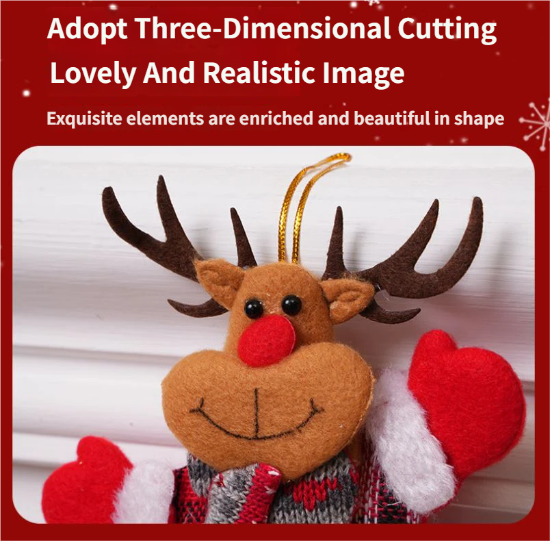Khaki 4-Piece Christmas Plush Ornament Set