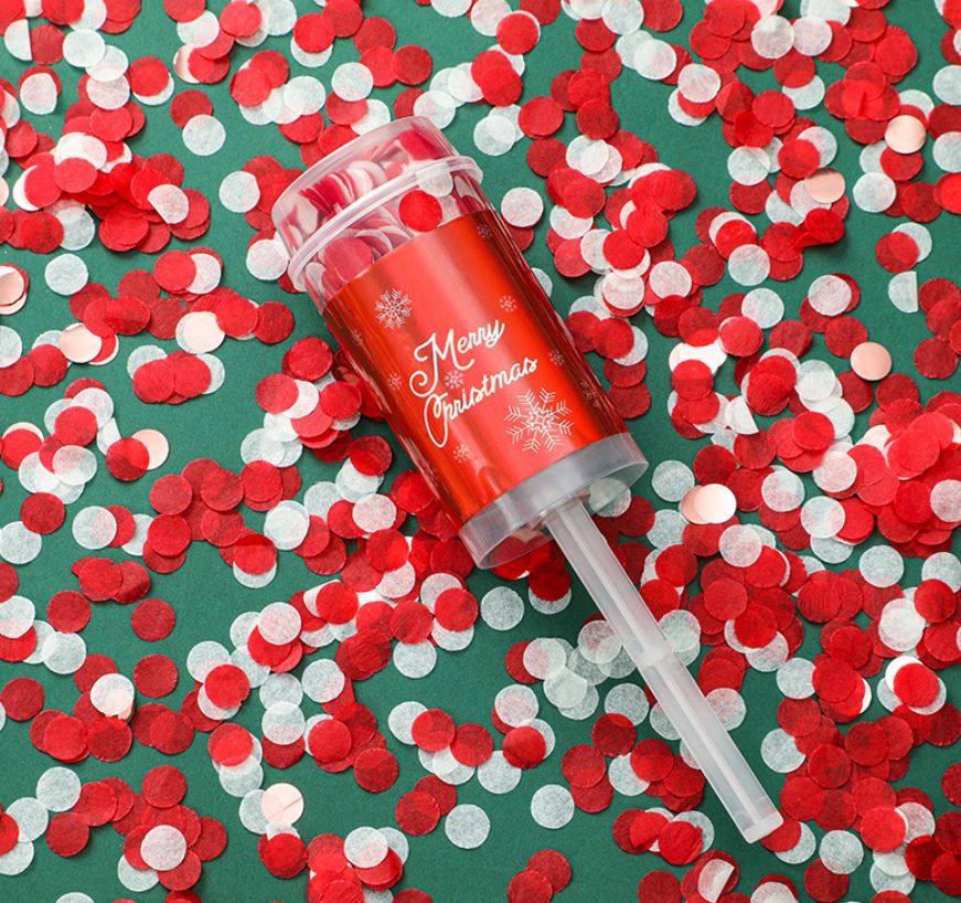 8-Pack Red Christmas Confetti Push Poppers