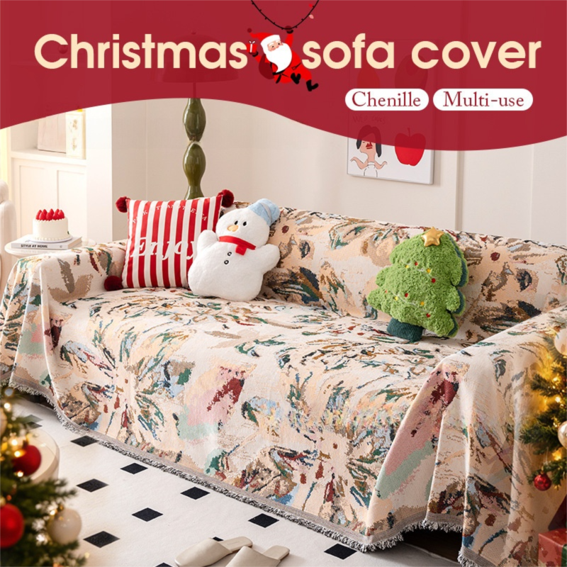 Christmas Chenille Sofa Throw 180 x 340cm - Style 1