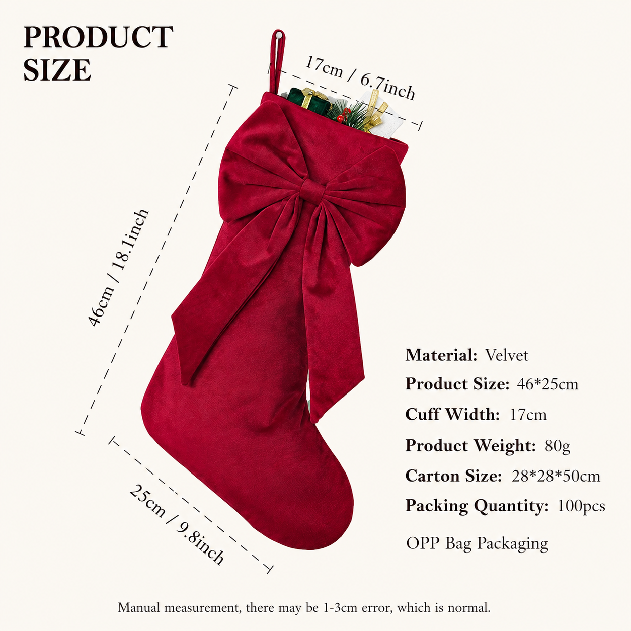 4-Pack Velvet Christmas Stockings - Mixed Colours