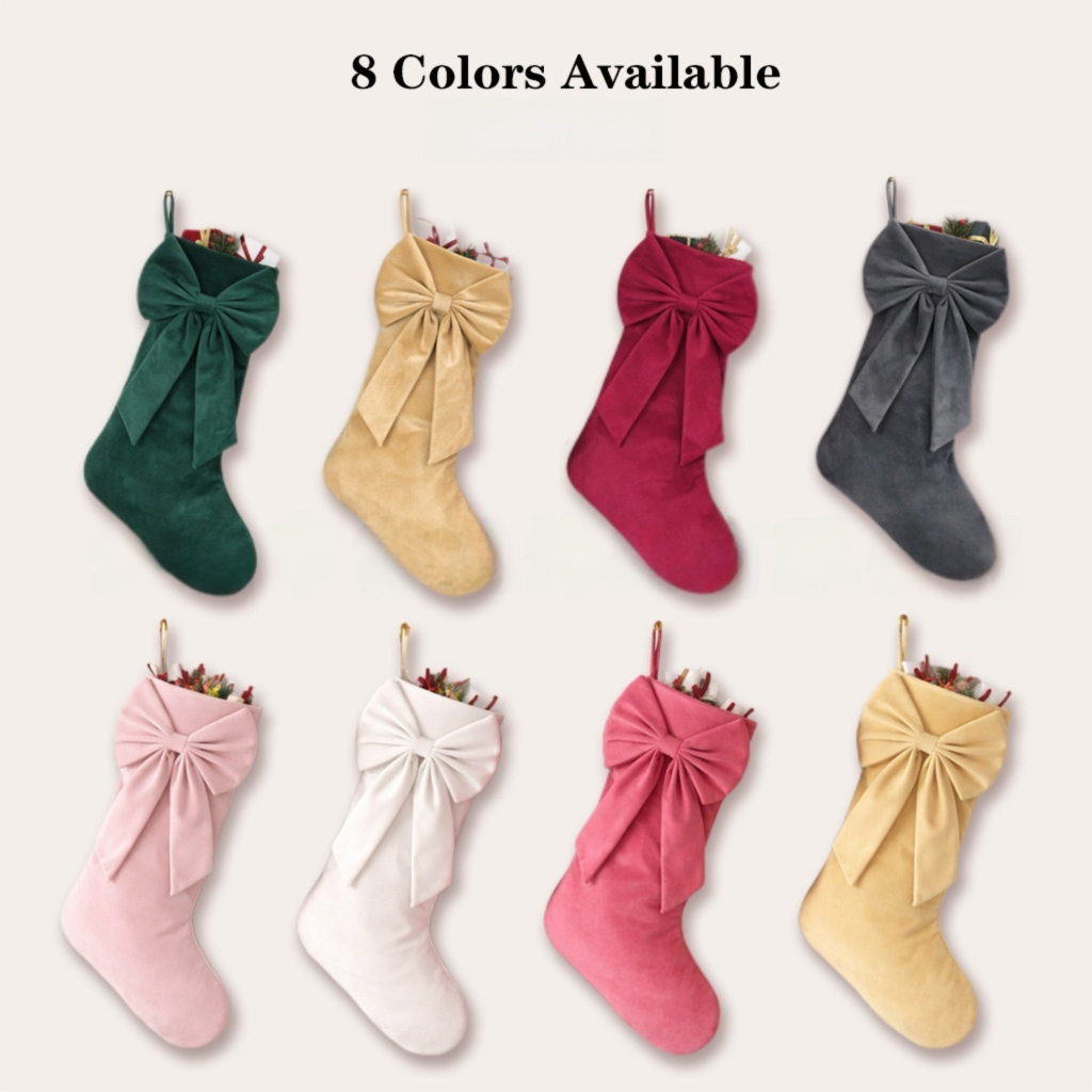 4-Pack Velvet Christmas Stockings - Mixed Colours