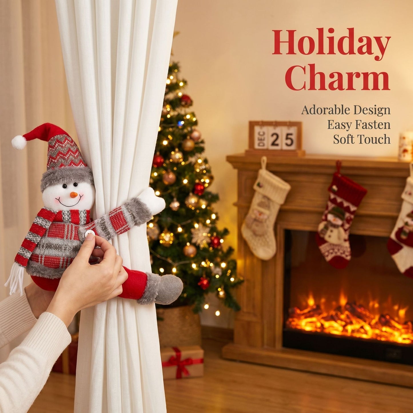 Snowman Christmas Curtain Tiebacks