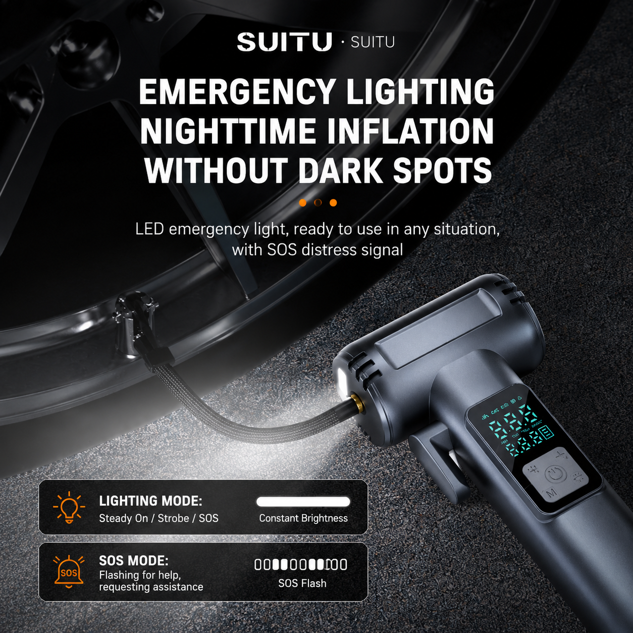 6-in-1 Portable Tyre Inflator & Emergency Tool