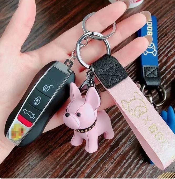 French Bulldog Resin Keychain - Pink