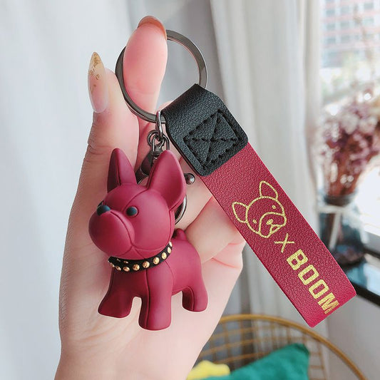 French Bulldog Resin Keychain - Wine Red