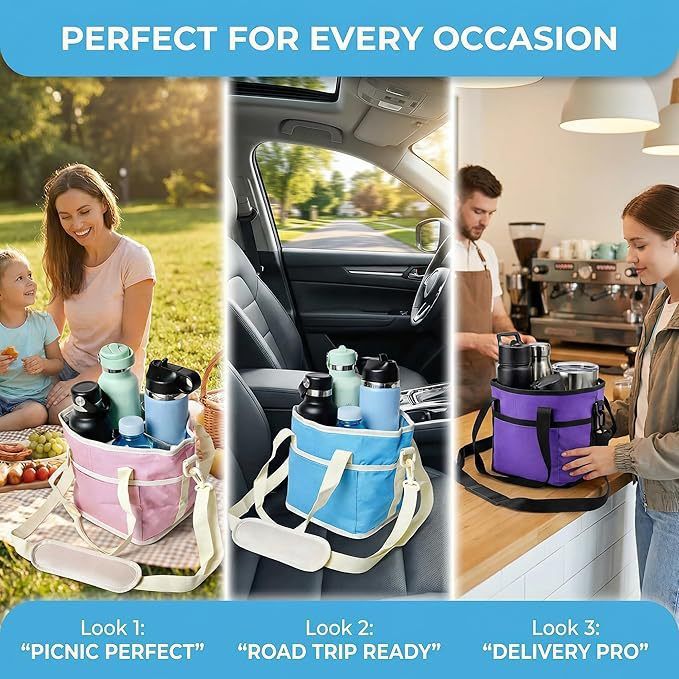 Car Drink Carrier & Headrest Phone Holder Set