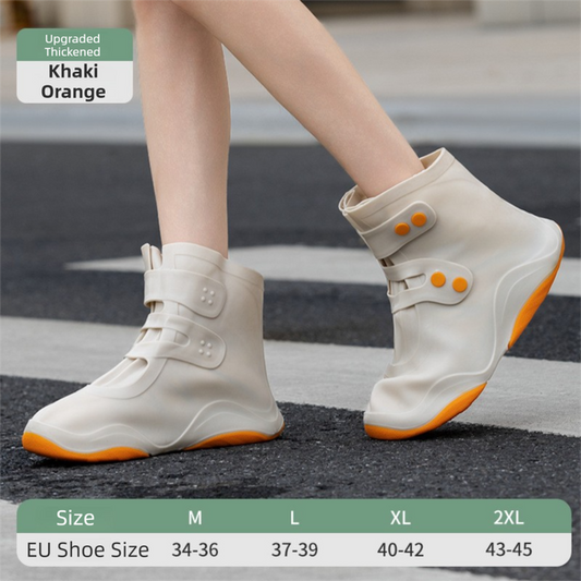 Waterproof Silicone Rain Shoe Covers - Khaki/Orange XL