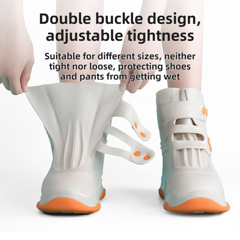 Waterproof Silicone Rain Shoe Covers - Khaki/Orange XL