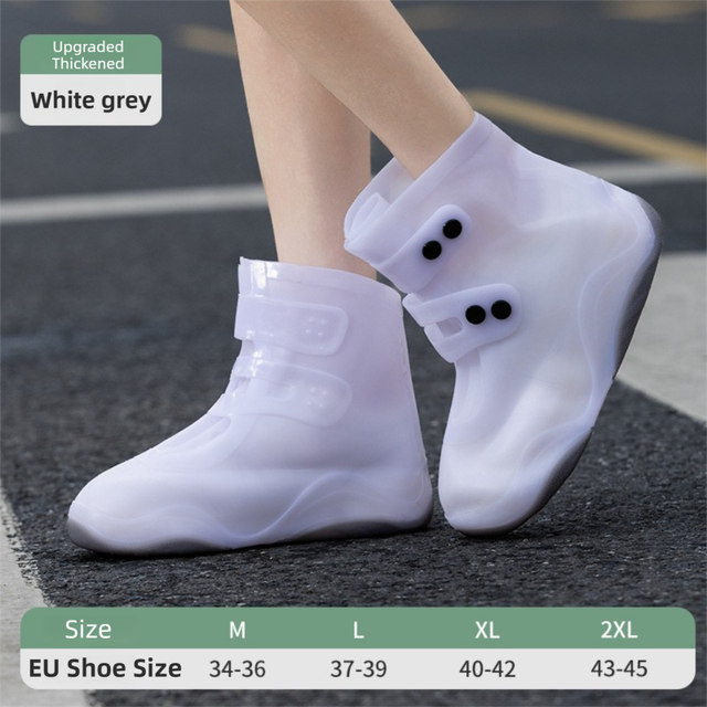 Waterproof Silicone Rain Shoe Covers - Grey/White 2XL