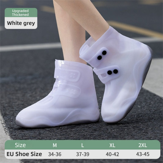 Waterproof Silicone Rain Shoe Covers - Grey/White 2XL