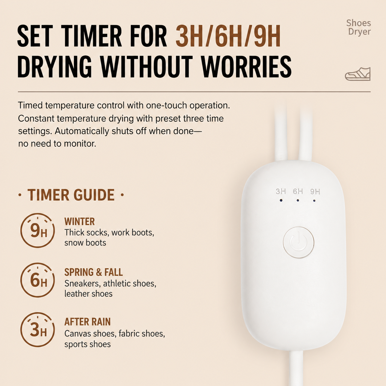 USB Telescopic Shoe Dryer with Timer