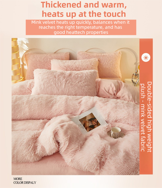 Plush 4 Piece Bedding Set - Coffee