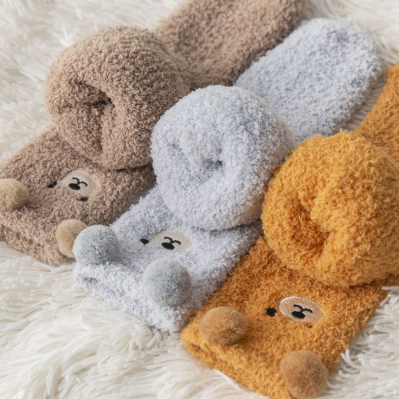Teddy Bear Fuzzy Crew Socks 6 Pack