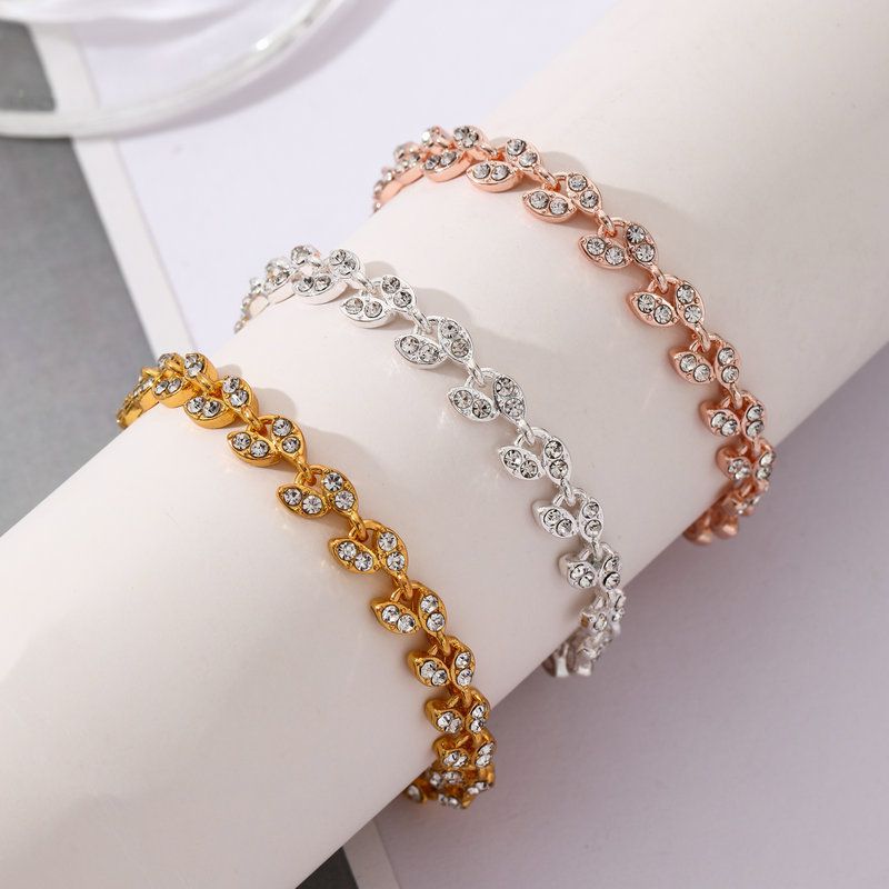 Women's Crystal Leaf Bracelets 3 Pack