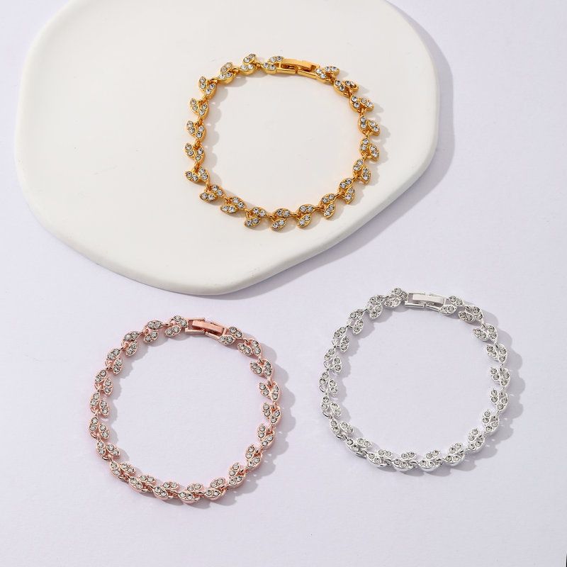 Women's Crystal Leaf Bracelets 3 Pack