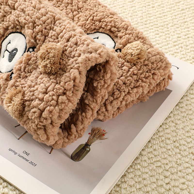 Women's Bear Plush Knee High Socks - White