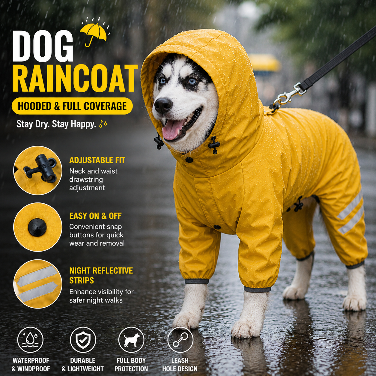Dog Raincoat - Yellow XL
