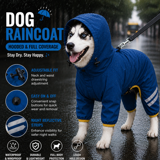 Dog Raincoat - Blue M