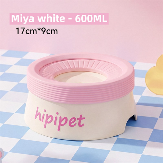 No-Spill Slow Water Dog Bowl - White 600ml