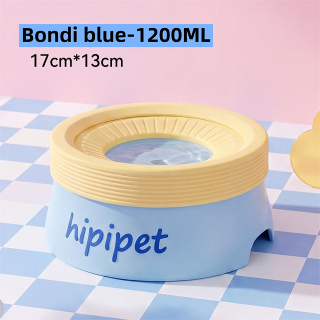 No-Spill Slow Water Dog Bowl - Blue 1200ml