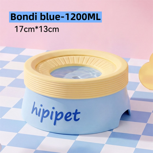 No-Spill Slow Water Dog Bowl - Blue 1200ml