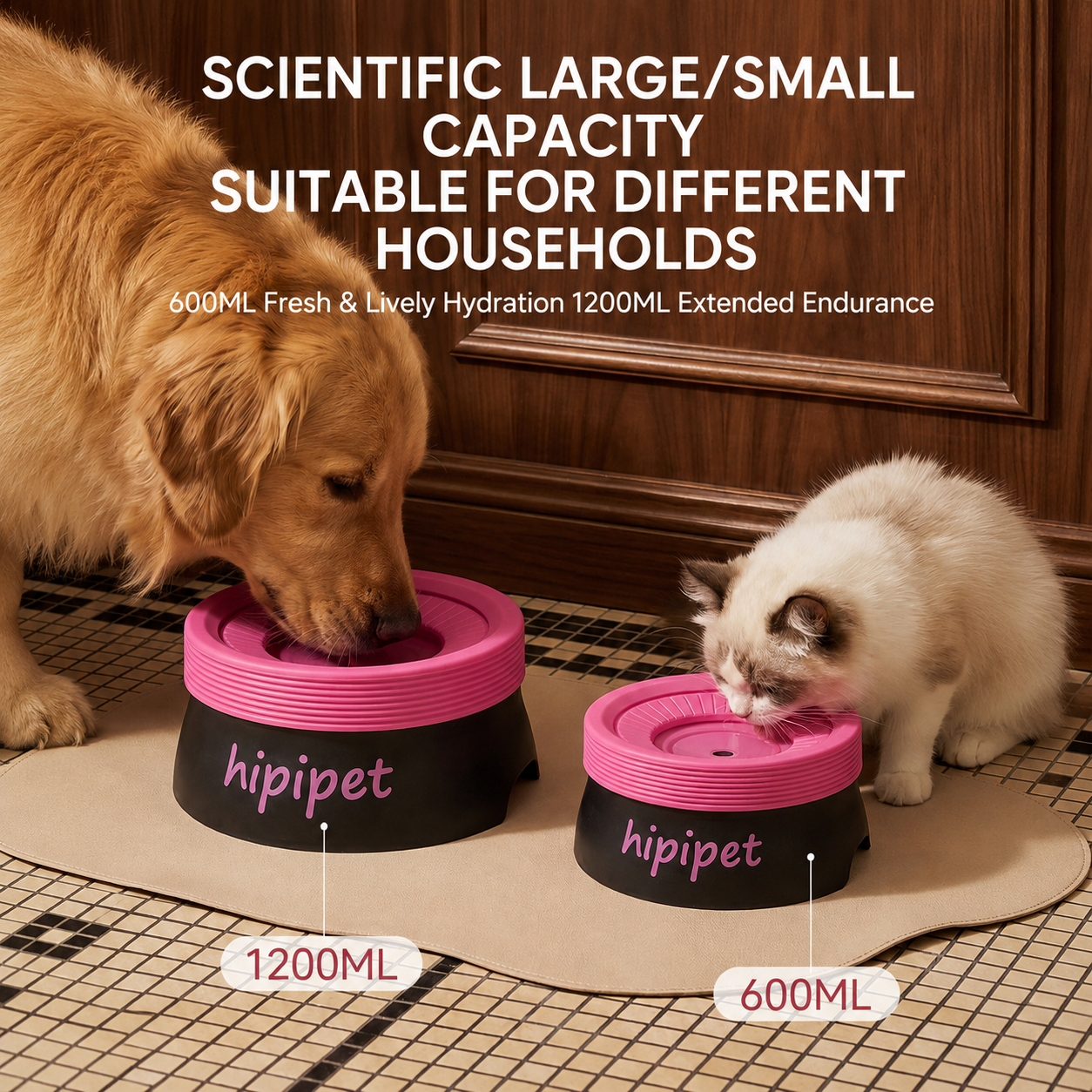 No-Spill Slow Water Dog Bowl - Blue 1200ml