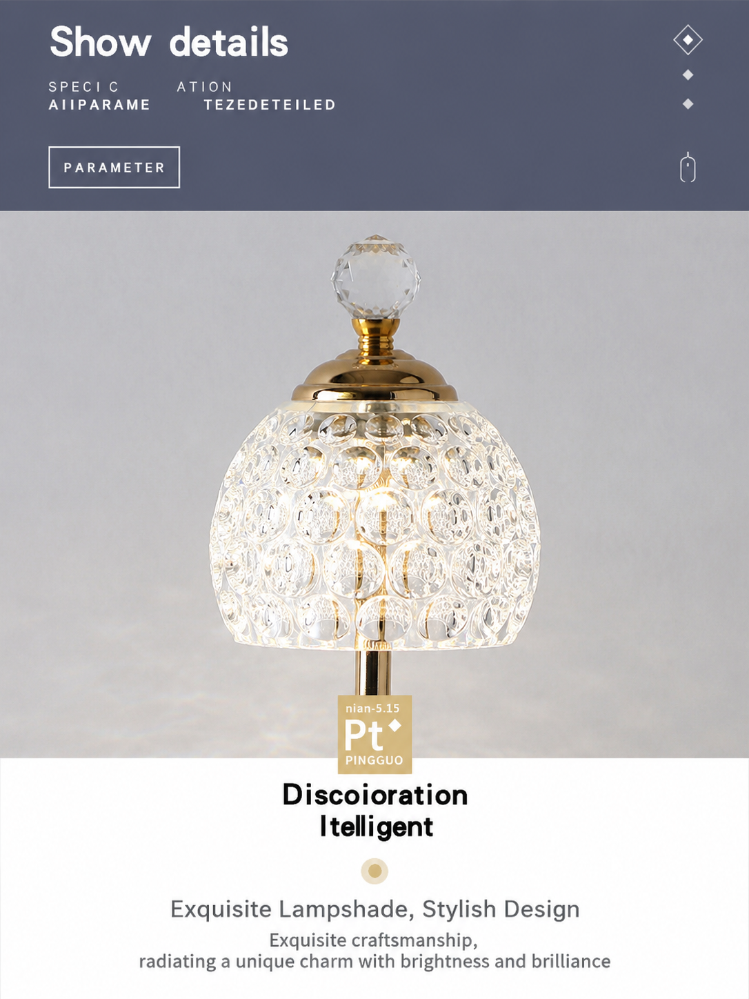 Crystal Touch Table Lamp with USB - Gold