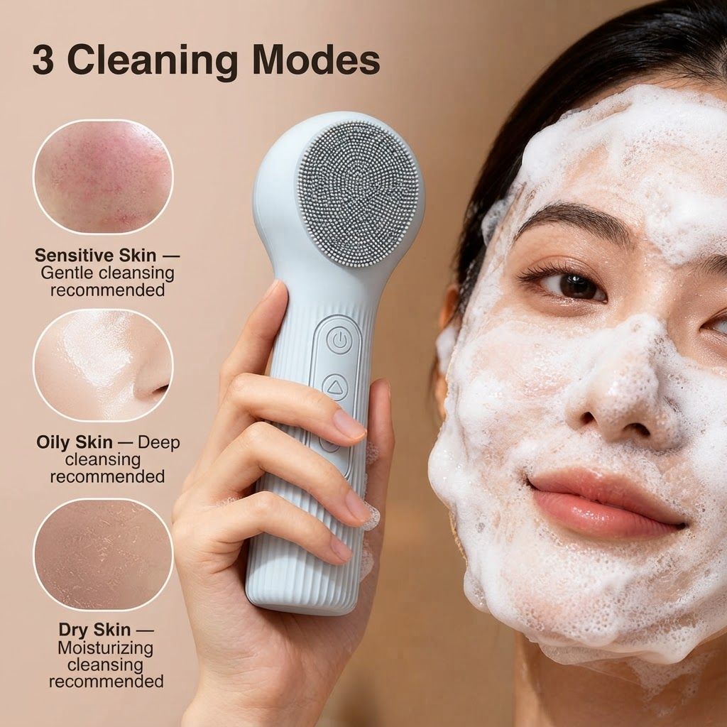 45°C Heated Facial Cleansing Brush - Blue