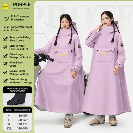 Full-Cover Cycling Rain Poncho - purple - M