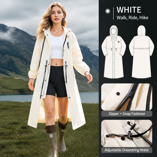 Full-Cover Cycling Rain Poncho - white - L
