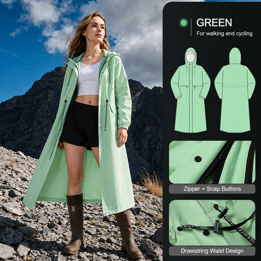 Full-Cover Cycling Rain Poncho - green - M