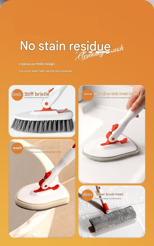 9-Piece White and Orange Complete Home Cleaning Brush Set