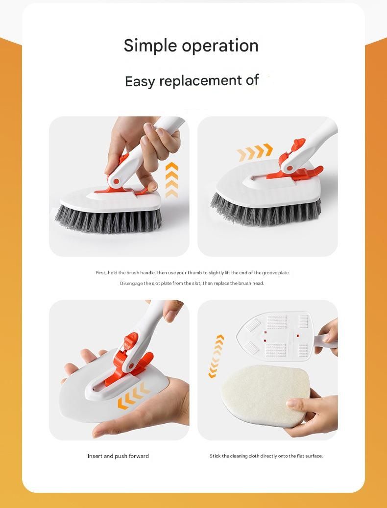 9-piece White and Orange Complete Home Cleaning Brush Set , Deep Cleaning Tiles, Floors, and Toilets