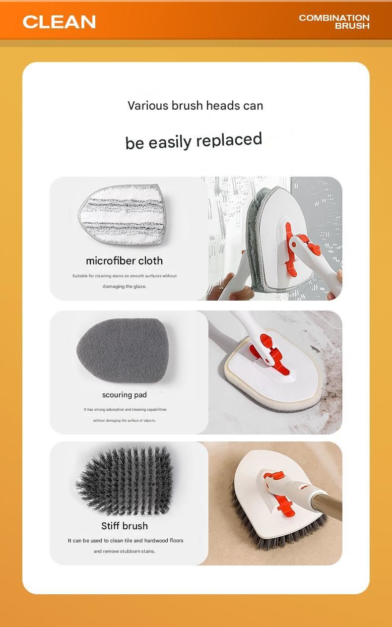 9-piece White and Orange Complete Home Cleaning Brush Set , Deep Cleaning Tiles, Floors, and Toilets