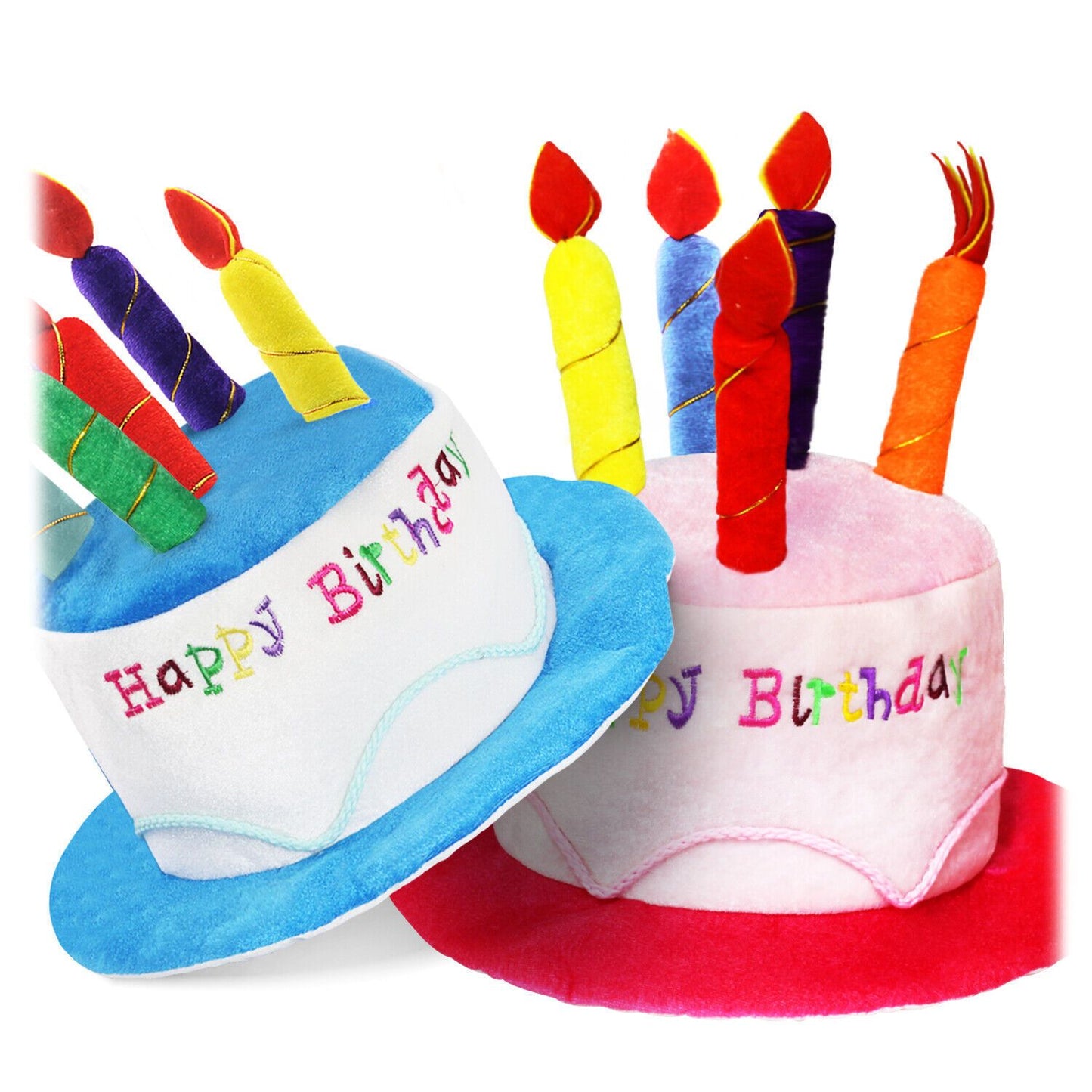 2-Piece Pink Plush Birthday Cake Hat Set, Fun Photo Prop