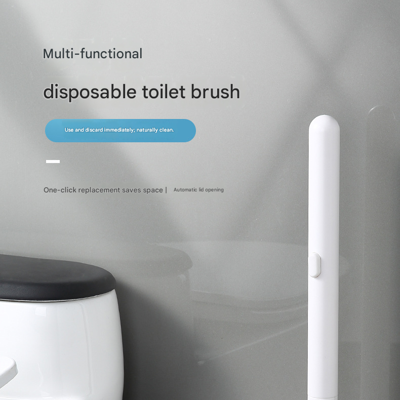 Disposable Toilet Brush with Wall Mount Holder set, Space Saving Bathroom Cleaner