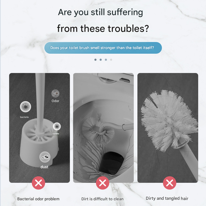 Disposable Toilet Brush with Wall Mount Holder set, Space Saving Bathroom Cleaner