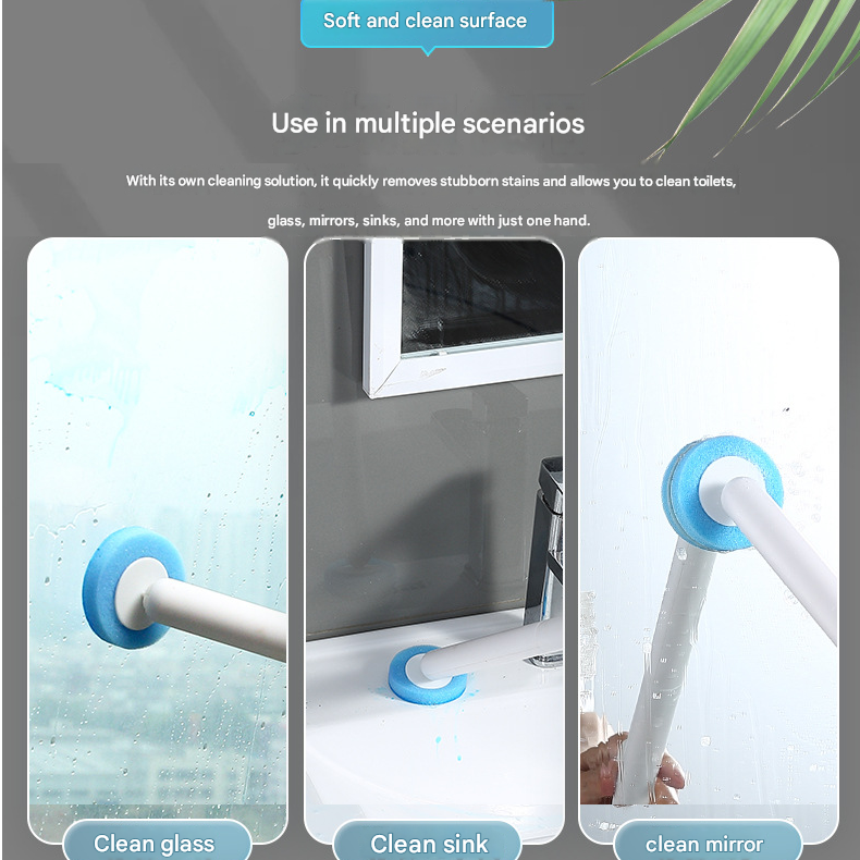Disposable Toilet Brush with Wall Mount Holder set, Space Saving Bathroom Cleaner