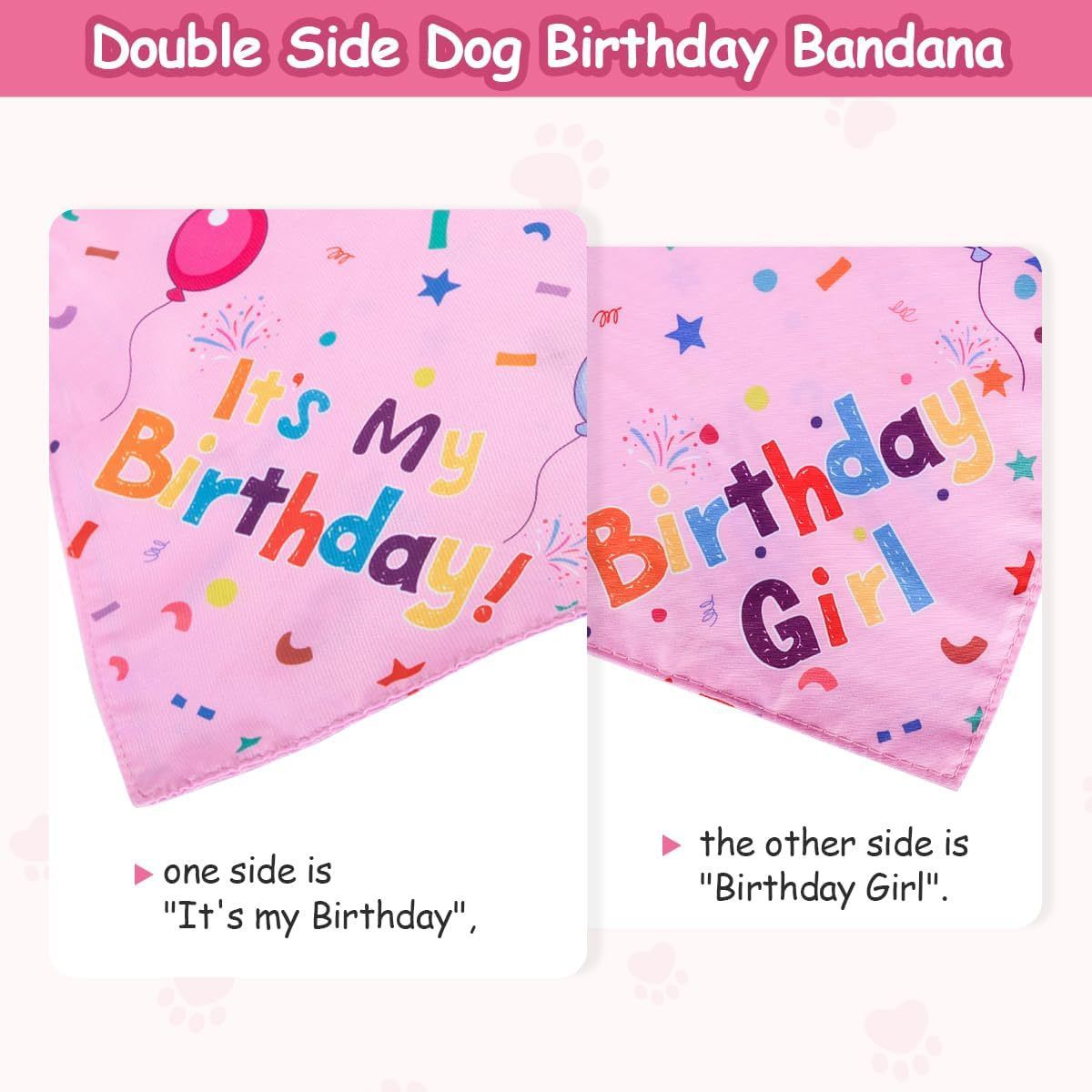Pink Pet Birthday Bandana and Hat Set for Photo Props and Celebration