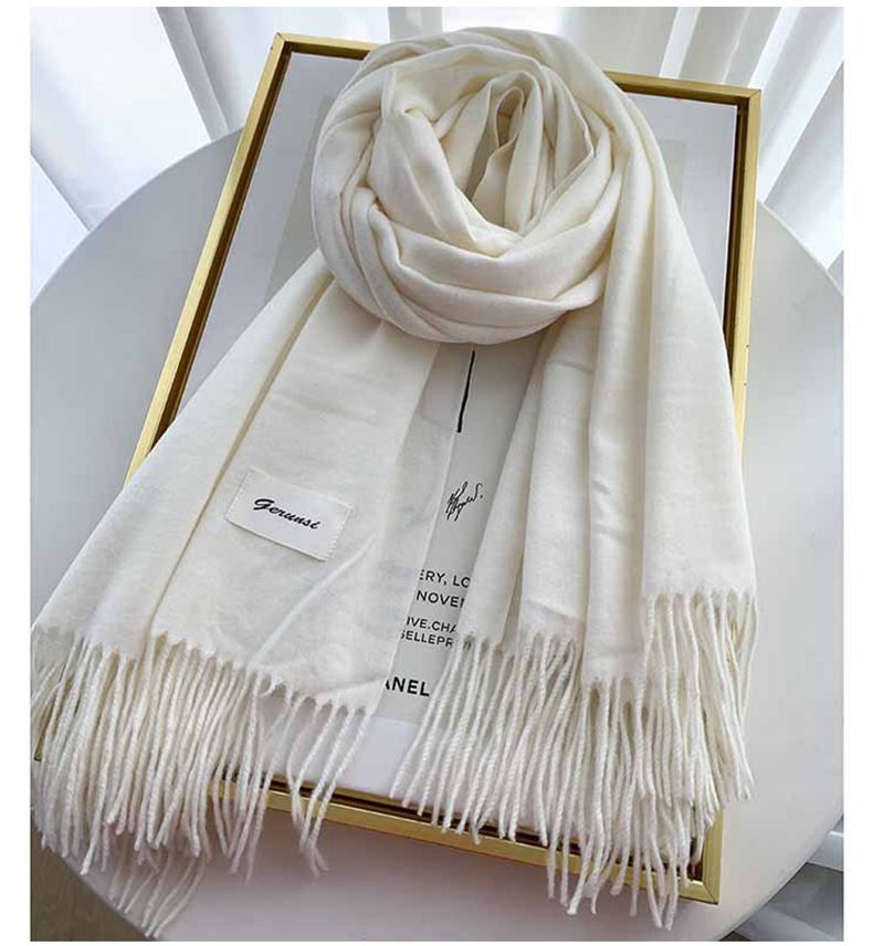 White Winter Cashmere-Like Scarf and Gloves Gift Set for Women