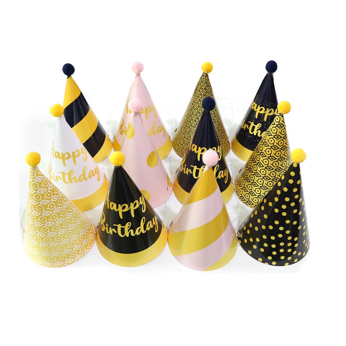 12-piece Kids Birthday Party Hats Set - for Birthday Events and Themed Gatherings
